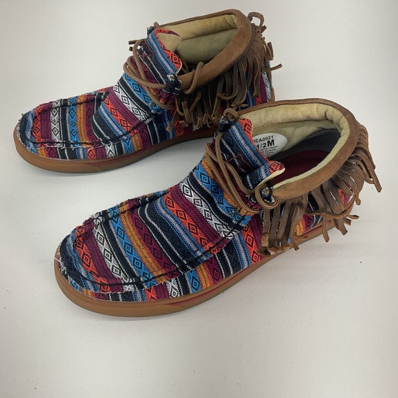 Red Mexican Blanket Twisted X Chukka Moccasin Boots Women's US 5.5 Fabric Upper - Picture 1 of 7